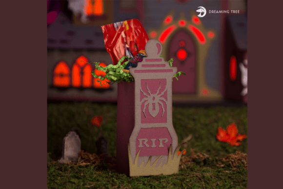 Black Widow Gravestone Treat Box SVG