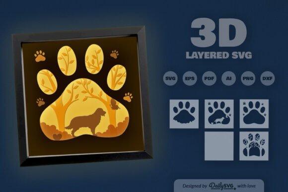 Dog Breed Layered Papercut-Golden: A Versatile Design for Creators