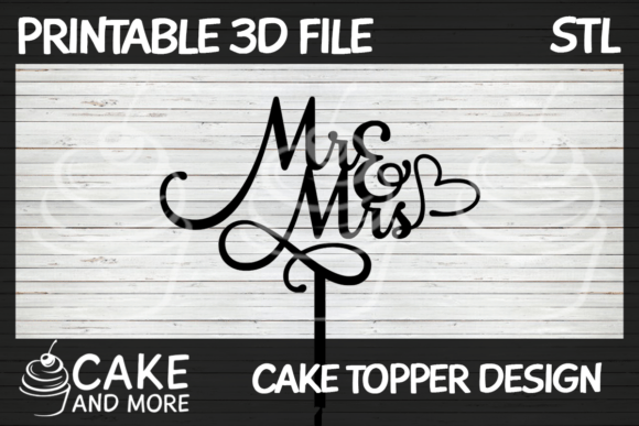 Elegant Mr and Mrs Cake Topper with Heart