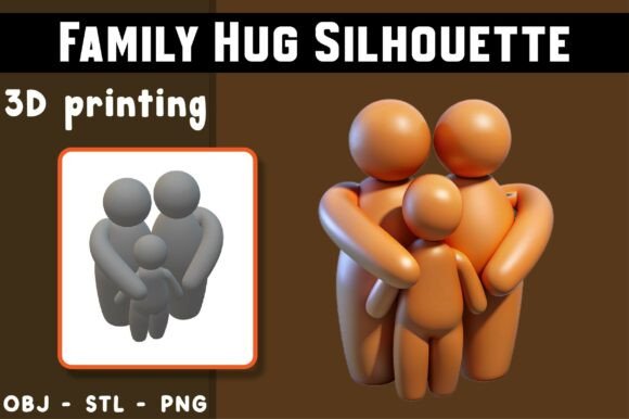 Family Hug Silhouette 3D Model: A Magical Digital Asset