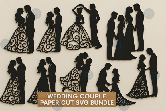 Paper Cut Wedding Couple SVG Bundle