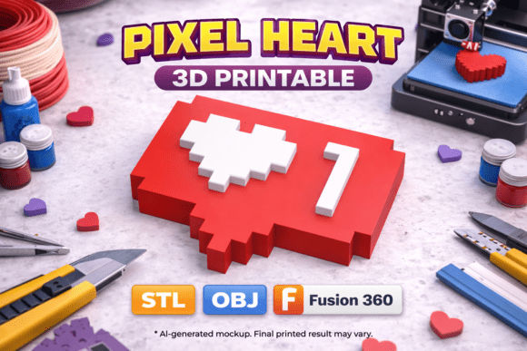 Pixel Heart Like Icon: A 3D Printing Design Evaluation