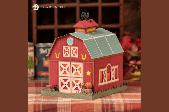 Red Barn SVG: A Rustic 3D Paper Model for Crafters