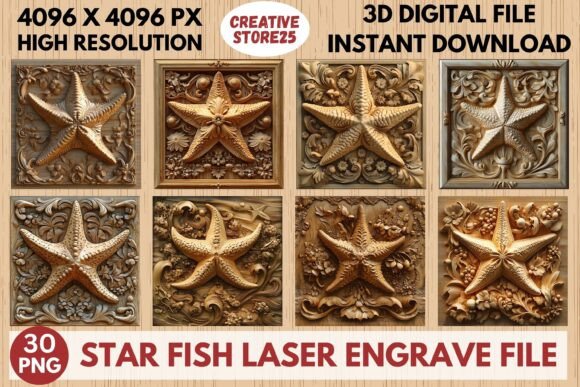 Star Fish Laser Engrave File for Coastal Crafts