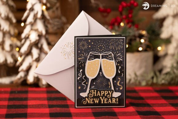 Timeless Wishes Card SVG: Elegant New Year Designs