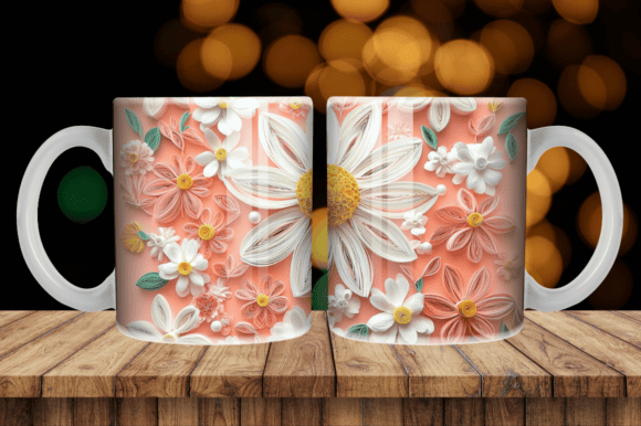 Transform Your Craft with the 3D White Pink Flowers Mug Skinny Tumbler Design